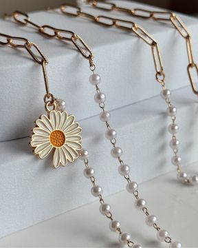 CORDÃO PARA ÓCULOS (PÉROLAS + FLOR)
