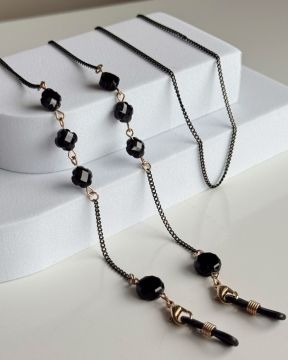 CORDÃO PARA ÓCULOS (PEDRAS PRETAS)